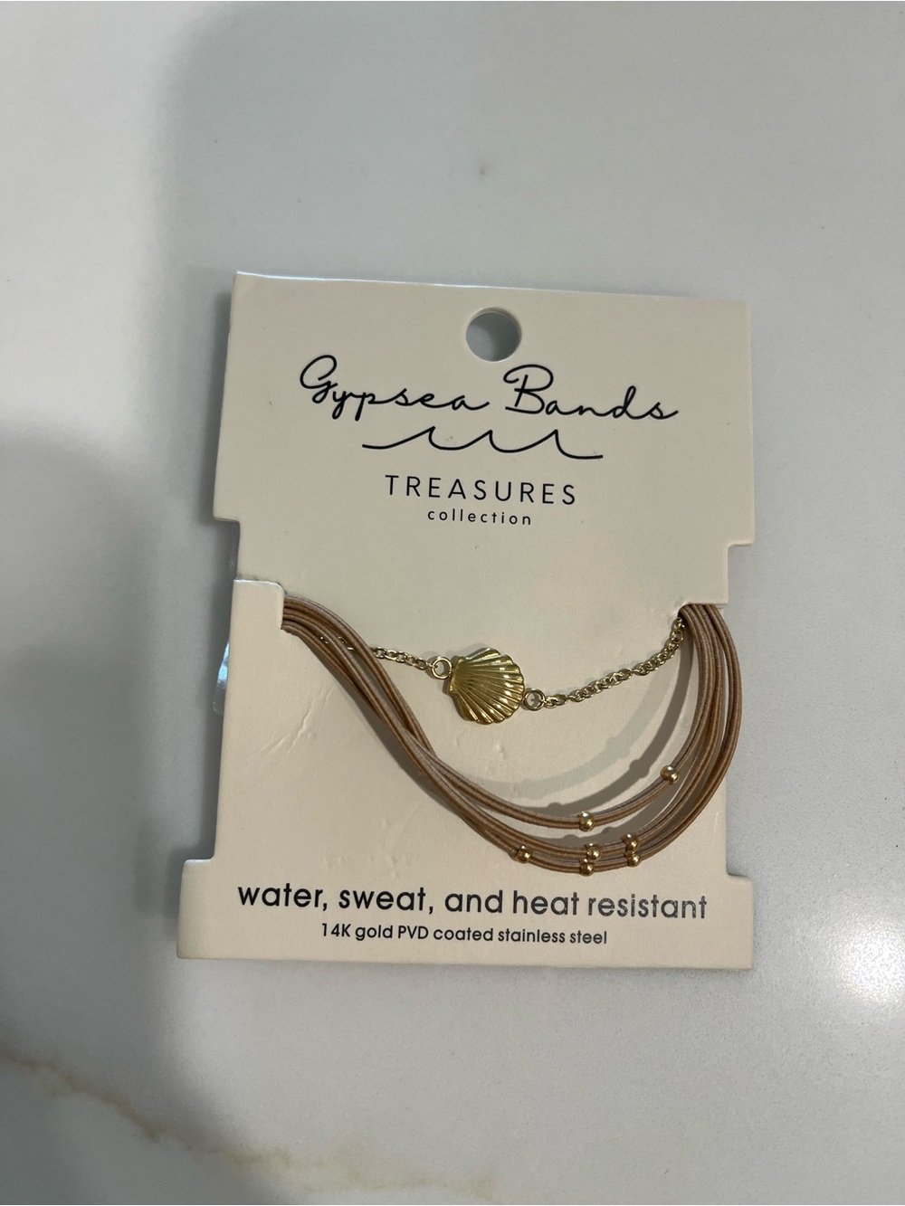 Treasures Gold Shell & Tan Layered Bracelet